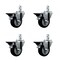 Service Caster 3.5'' Black Poly Wheel Swivel 7/8'' Square Stem Caster Set with Brake, 4PK SCC-SQ20S3514-PPUB-BLK-PLB-78-4 - alternate 1